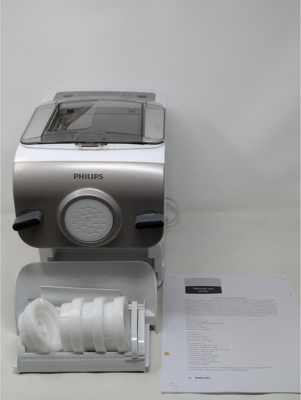Philips Premium Automatic Pasta Noodle Maker White HR2357 w/ Accessories TESTED